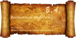 Balkovics Akács névjegykártya